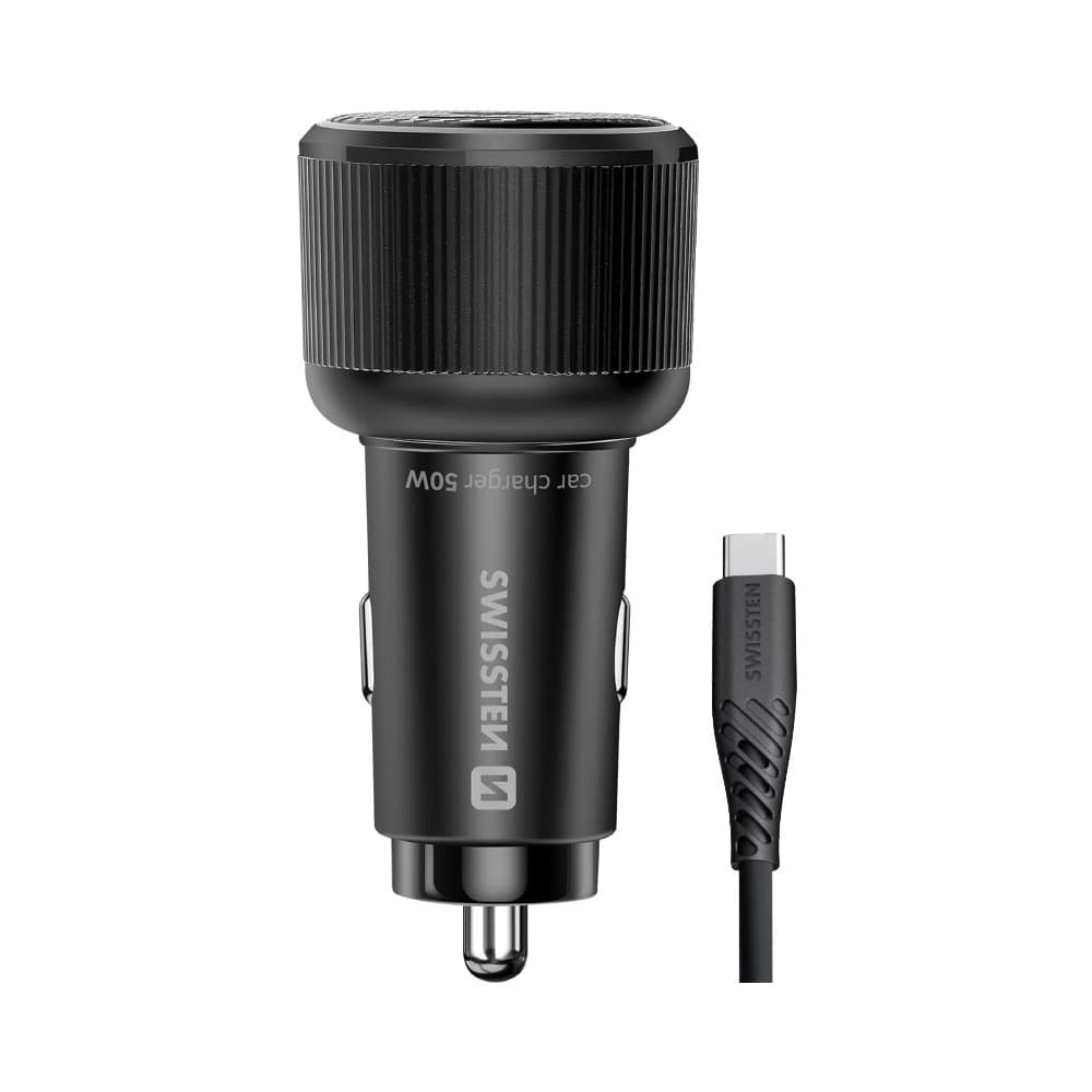 Swissten Car Charger 50W, Dual Type-C, USB-C Cable